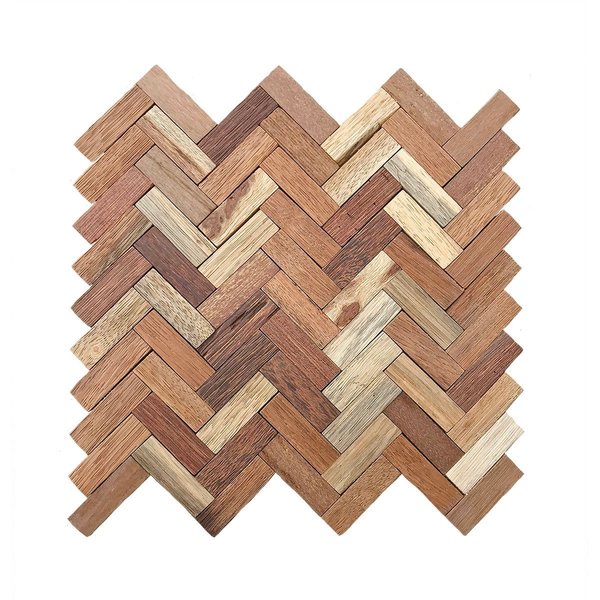 Ekena Millwork Herringbone Boat Wood Mosaic Wall Tile, Natural Finish, 11 7/8"W x 11 7/8"H x 1/2"P WPW12X12HEMENA